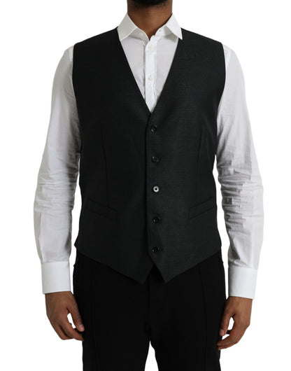  - Black Wool Waistcoat Dress Formal Vest