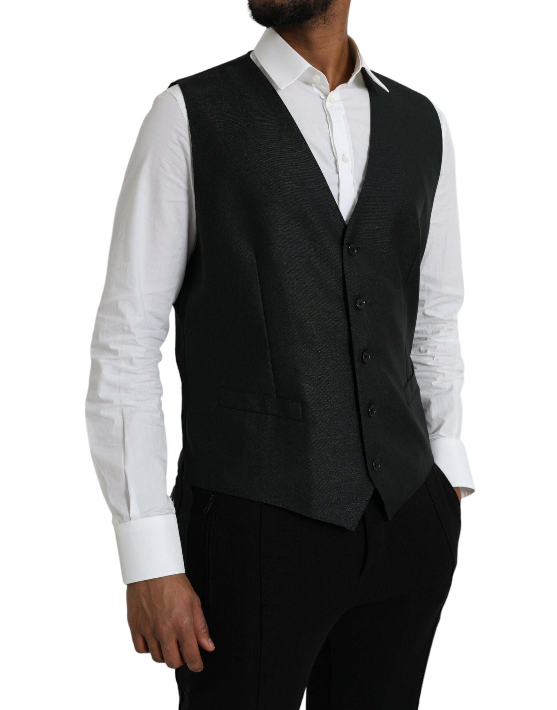 Black Wool Waistcoat Dress Formal Vest