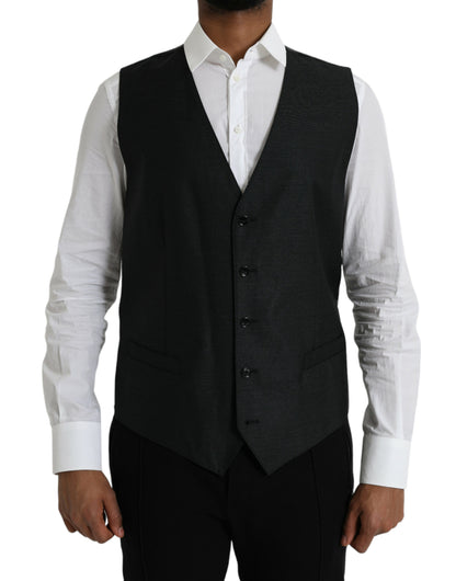  - Black Wool Waistcoat Dress Formal Vest