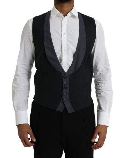  - Black Wool Waistcoat Dress Formal Vest