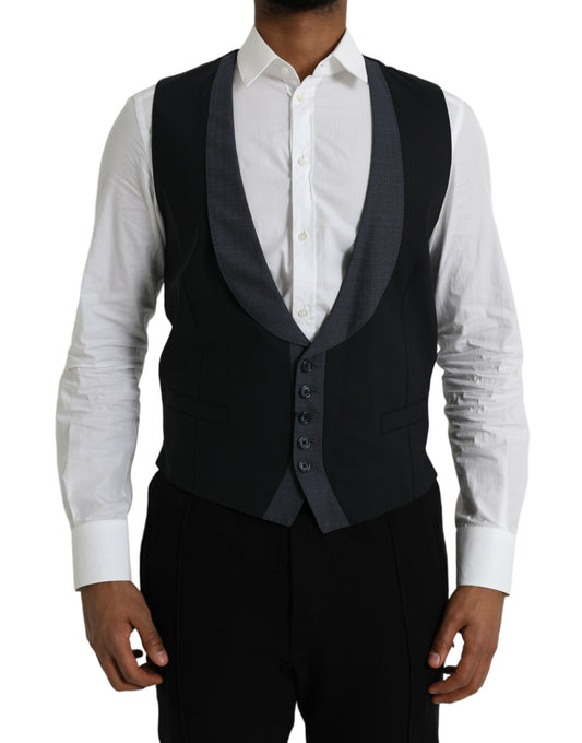  - Black Wool Waistcoat Dress Formal Vest