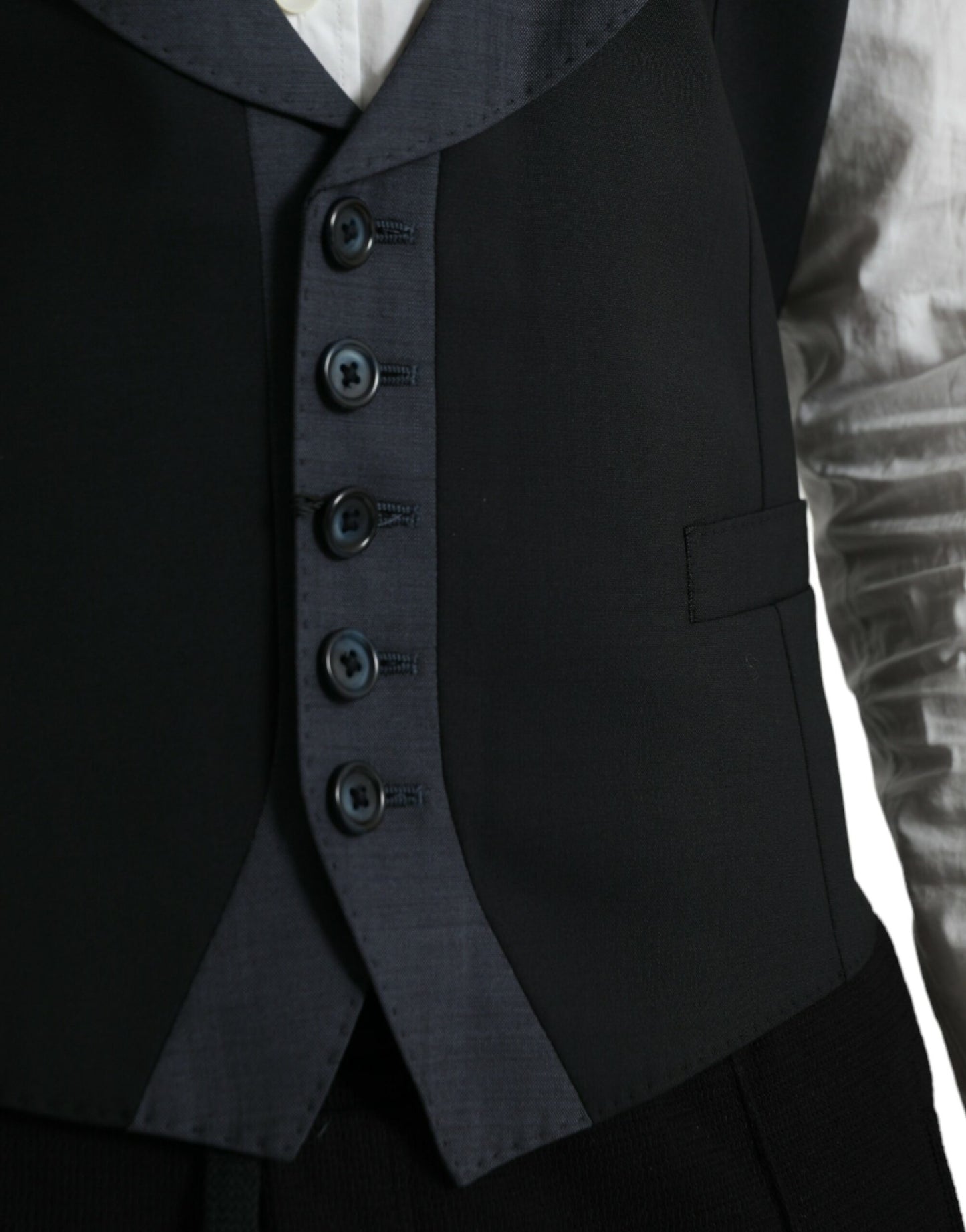  - Black Wool Waistcoat Dress Formal Vest