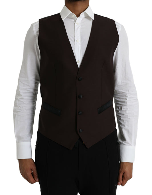  - Brown Wool Waistcoat Dress Formal Vest