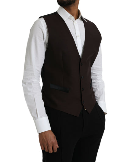  - Brown Wool Waistcoat Dress Formal Vest