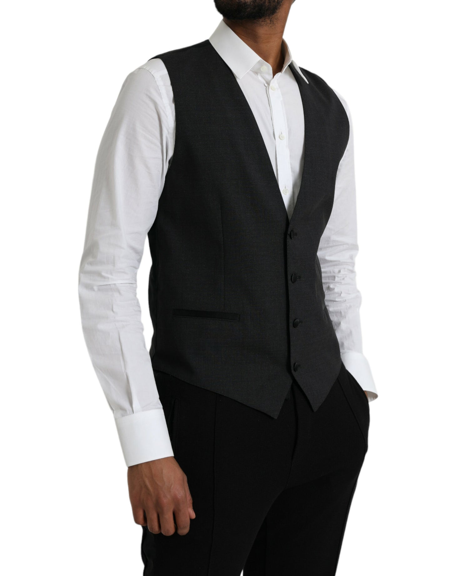  - Black Cotton Waistcoat Dress Formal Vest