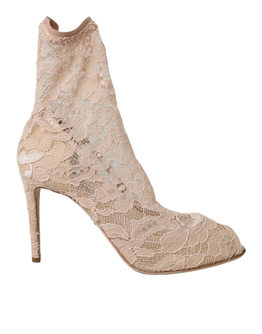  - Beige Stretch Taormina Lace Boots Shoes