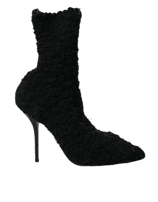  - Black Stiletto Heels Mid Calf Boots Shoes