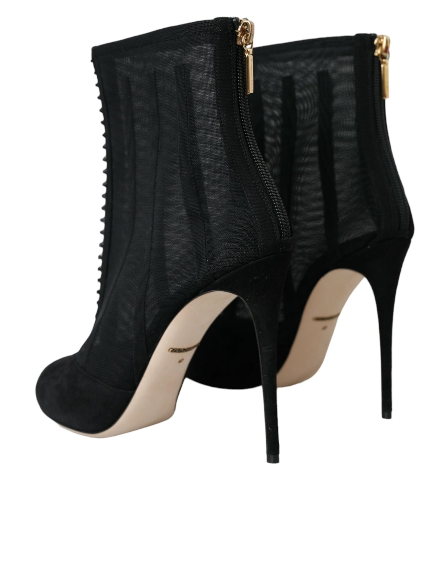  - Black Mesh Stiletto Heels Ankle Boots Shoes