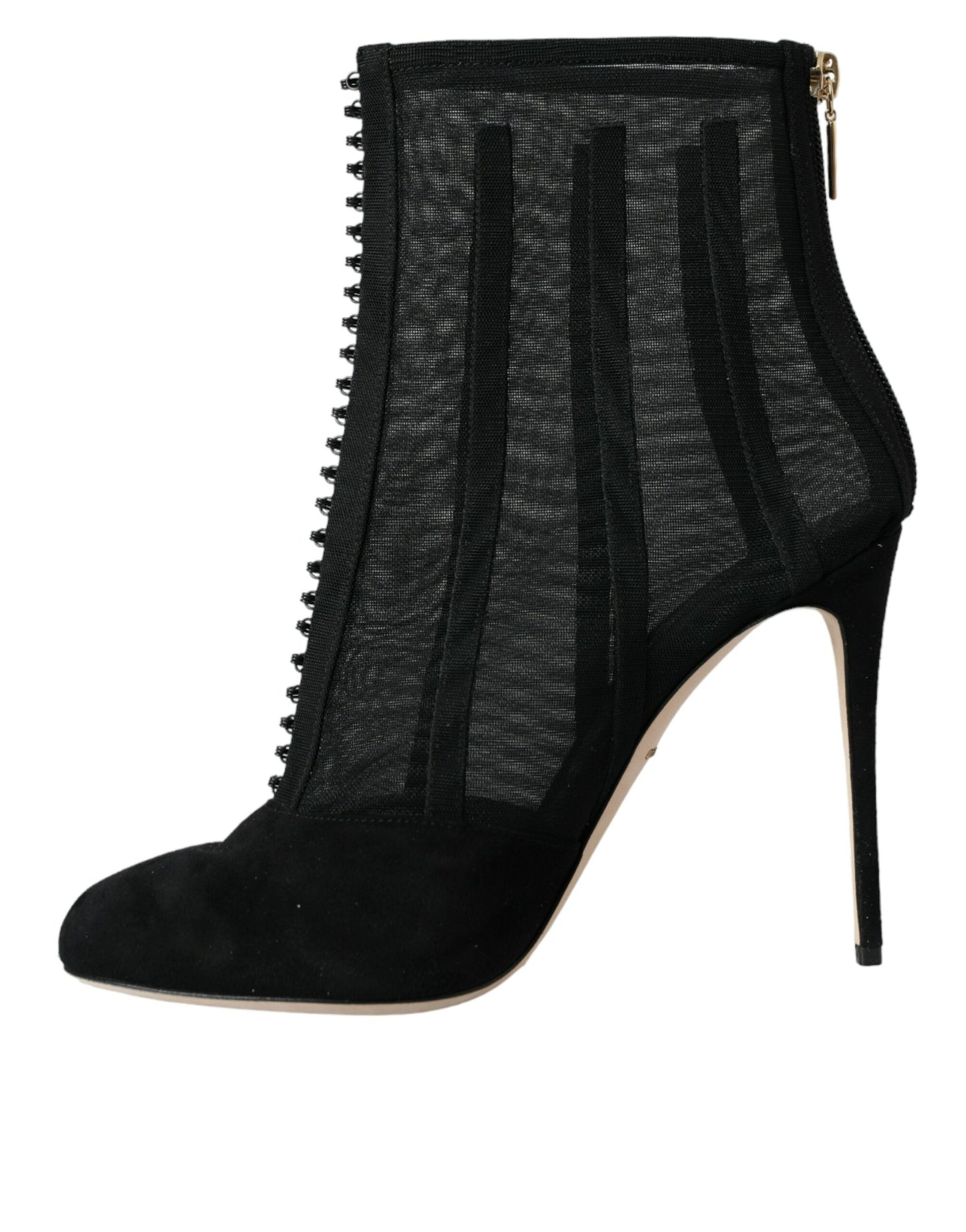  - Black Mesh Stiletto Heels Ankle Boots Shoes