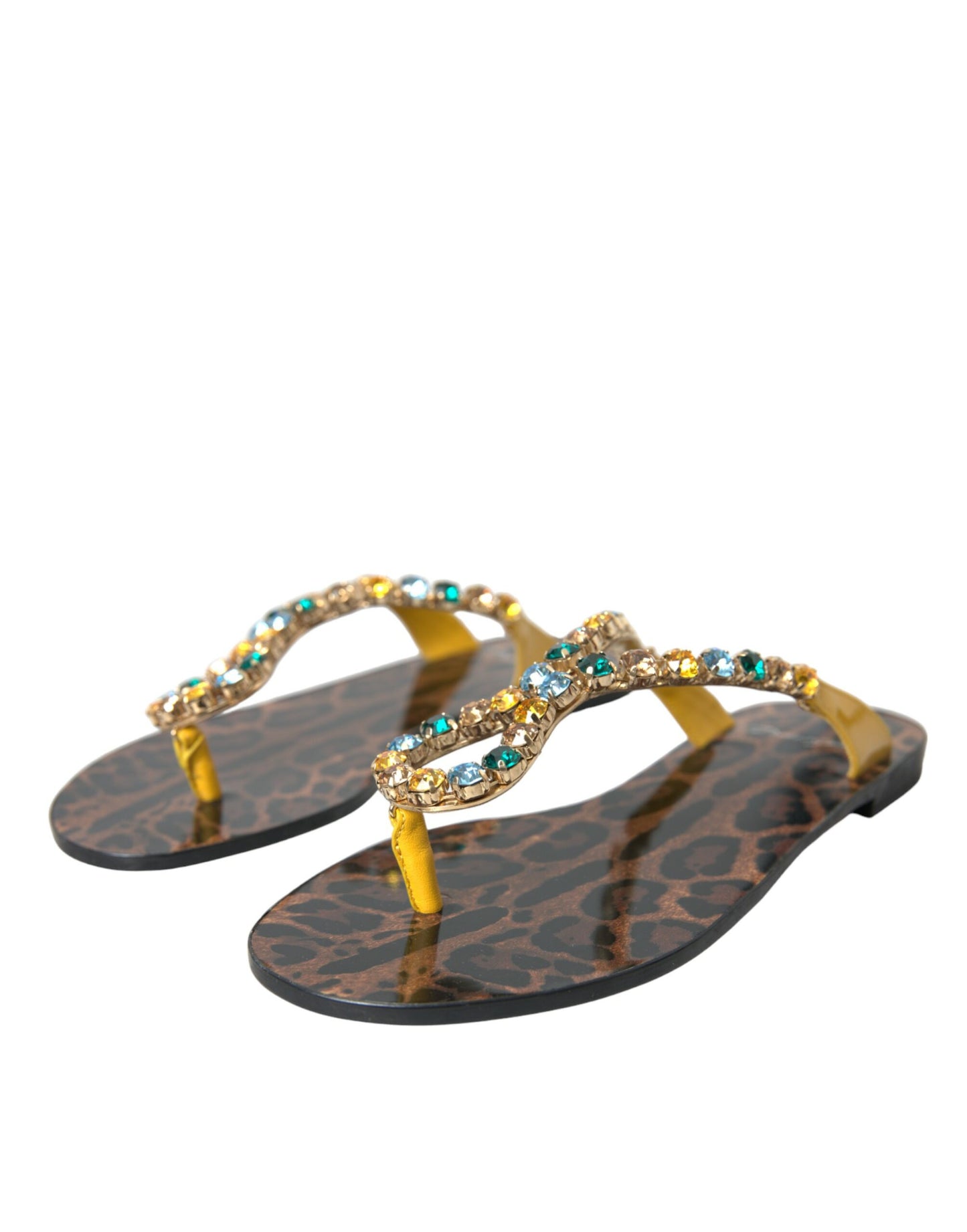  - Mustard Crystal Calf Leather Beachwear Shoes