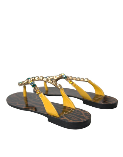  - Mustard Crystal Calf Leather Beachwear Shoes