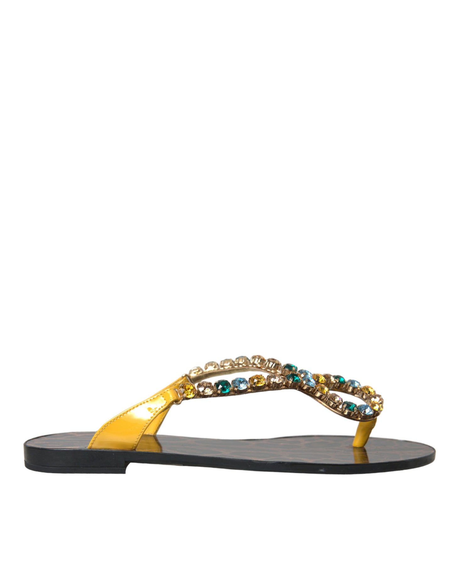  - Mustard Crystal Calf Leather Beachwear Shoes