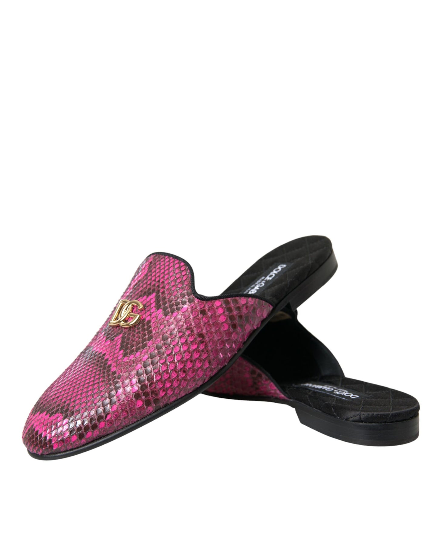 Fuchsia Python Logo Mule Flat Sandals Shoes