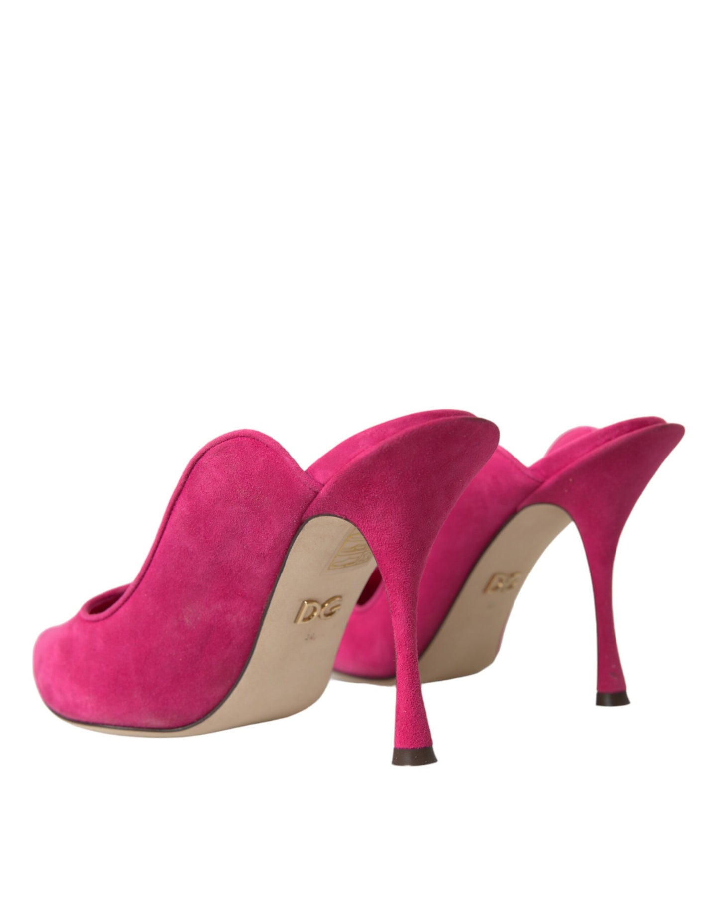  - Fuchsia Suede Leather Mules Sandals Shoes