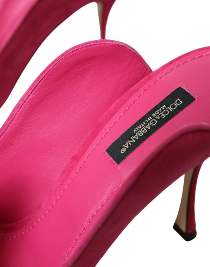  - Fuchsia Suede Leather Mules Sandals Shoes