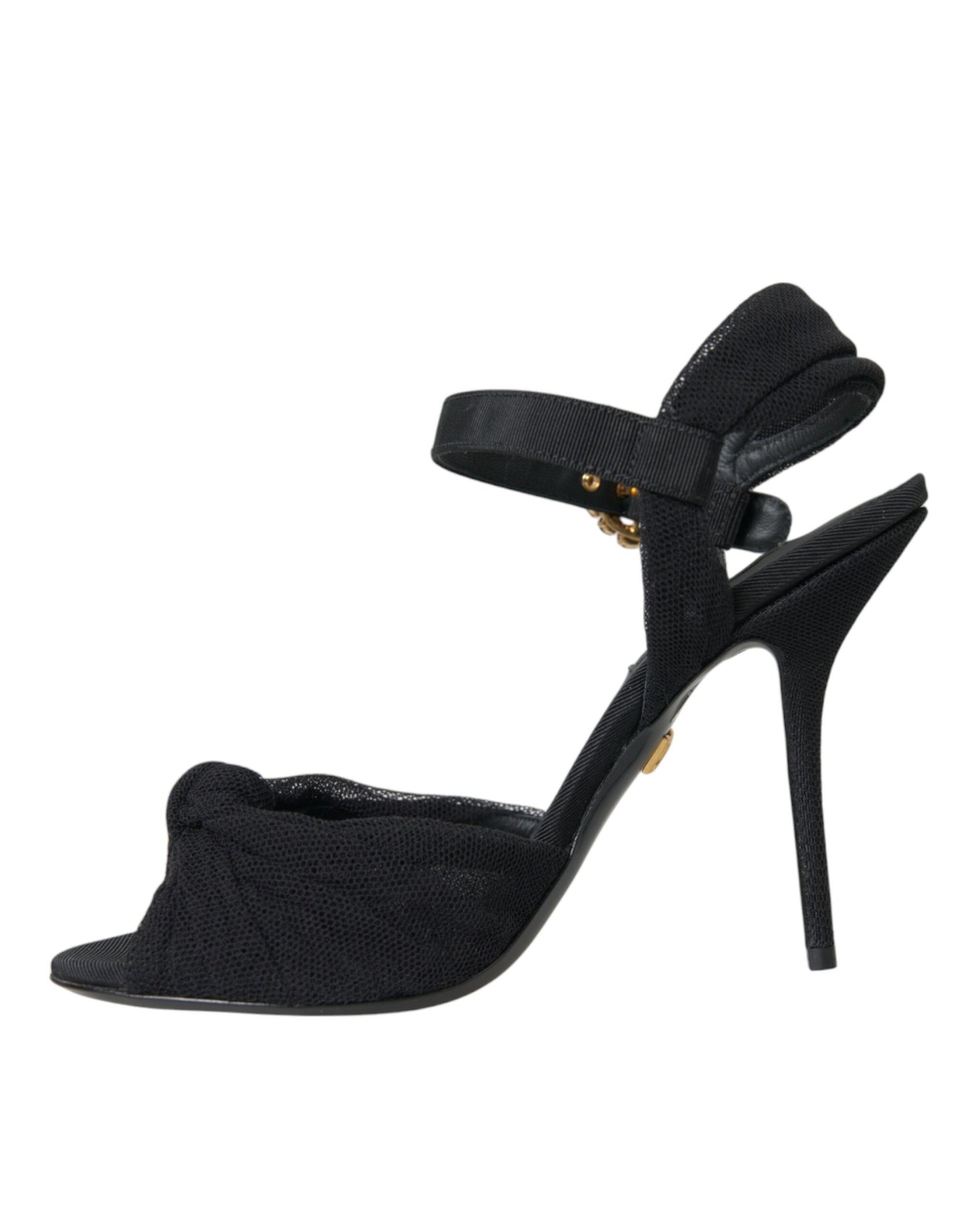  - Black Suede Embellished Heels Sandals Shoes