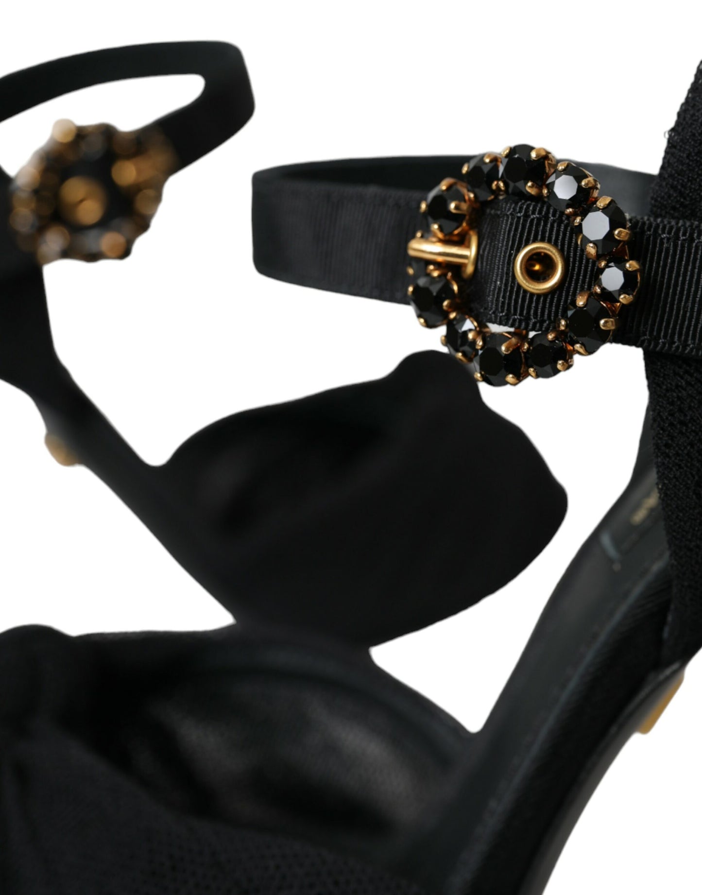  - Black Suede Embellished Heels Sandals Shoes