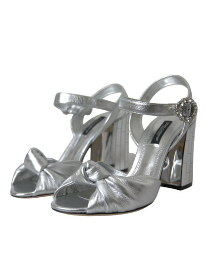  - Silver Lambskin Leather Heels Sandals Shoes