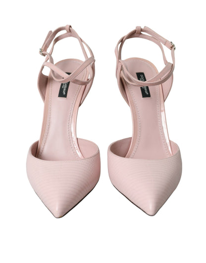 Pink Leather Ankle Strap Heels Pumps Shoes - The Luxe Alliance