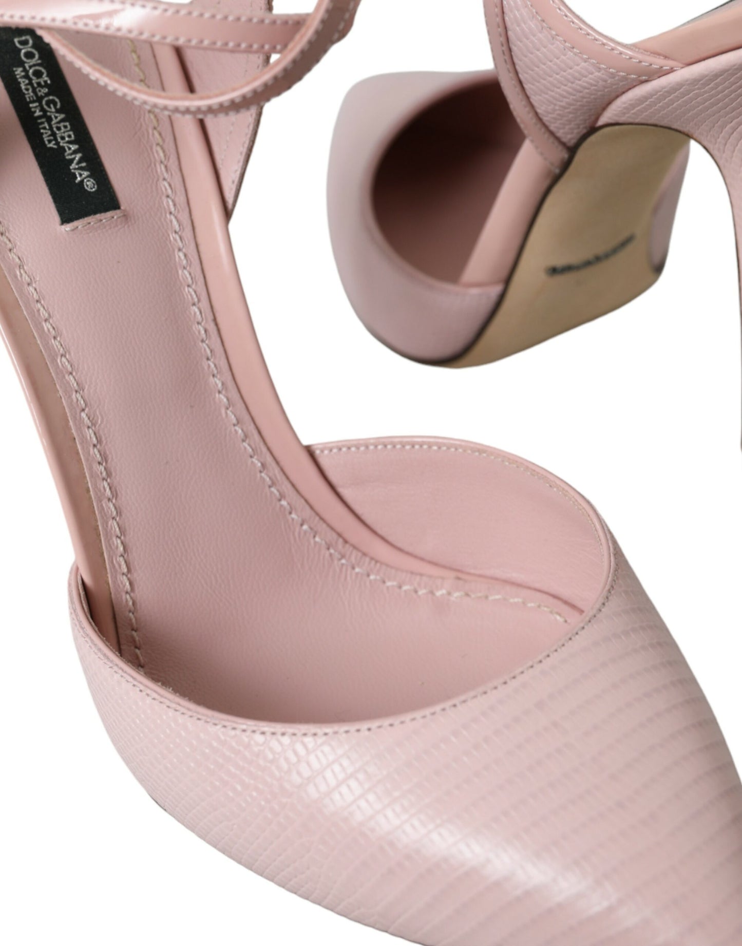 Pink Leather Ankle Strap Heels Pumps Shoes - The Luxe Alliance