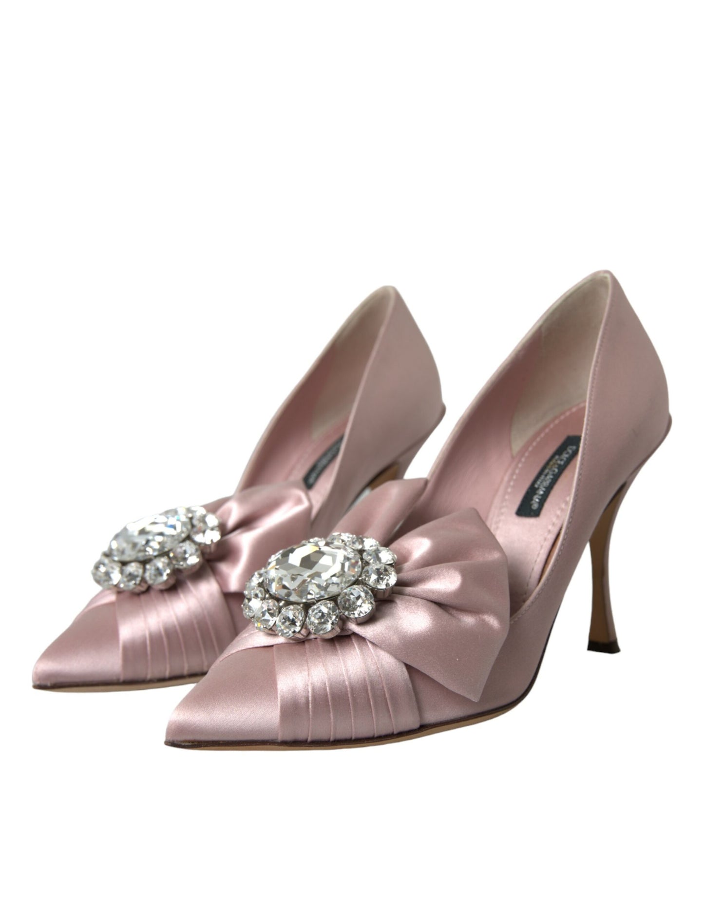 Pink Satin Crystal High Heels Pumps Shoes - The Luxe Alliance