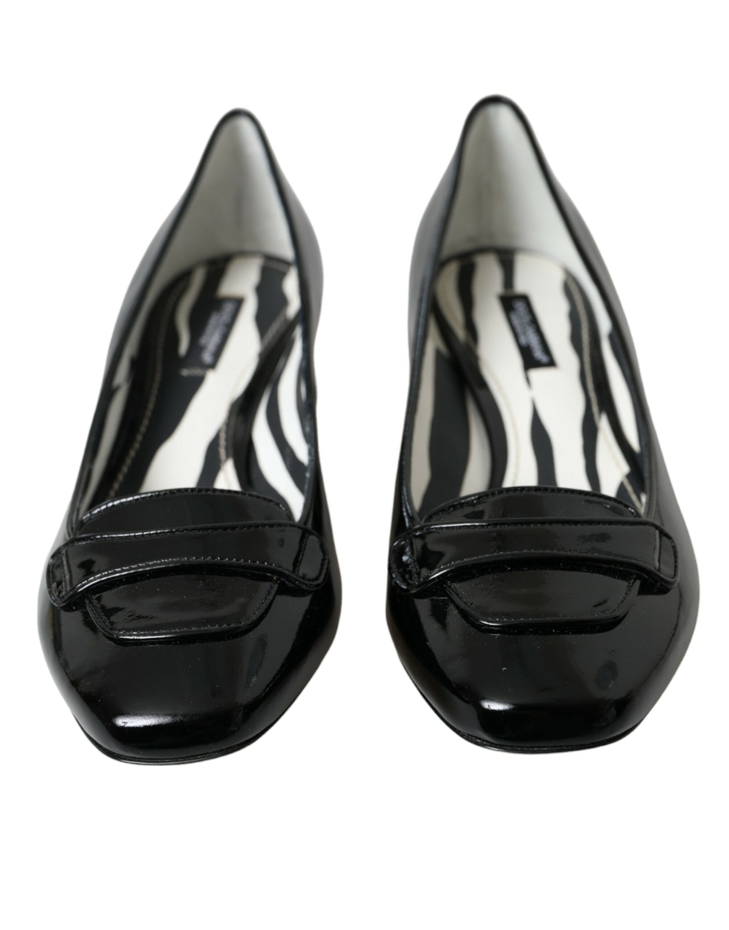  - Black Patent Leather Block Heels Pumps Shoes