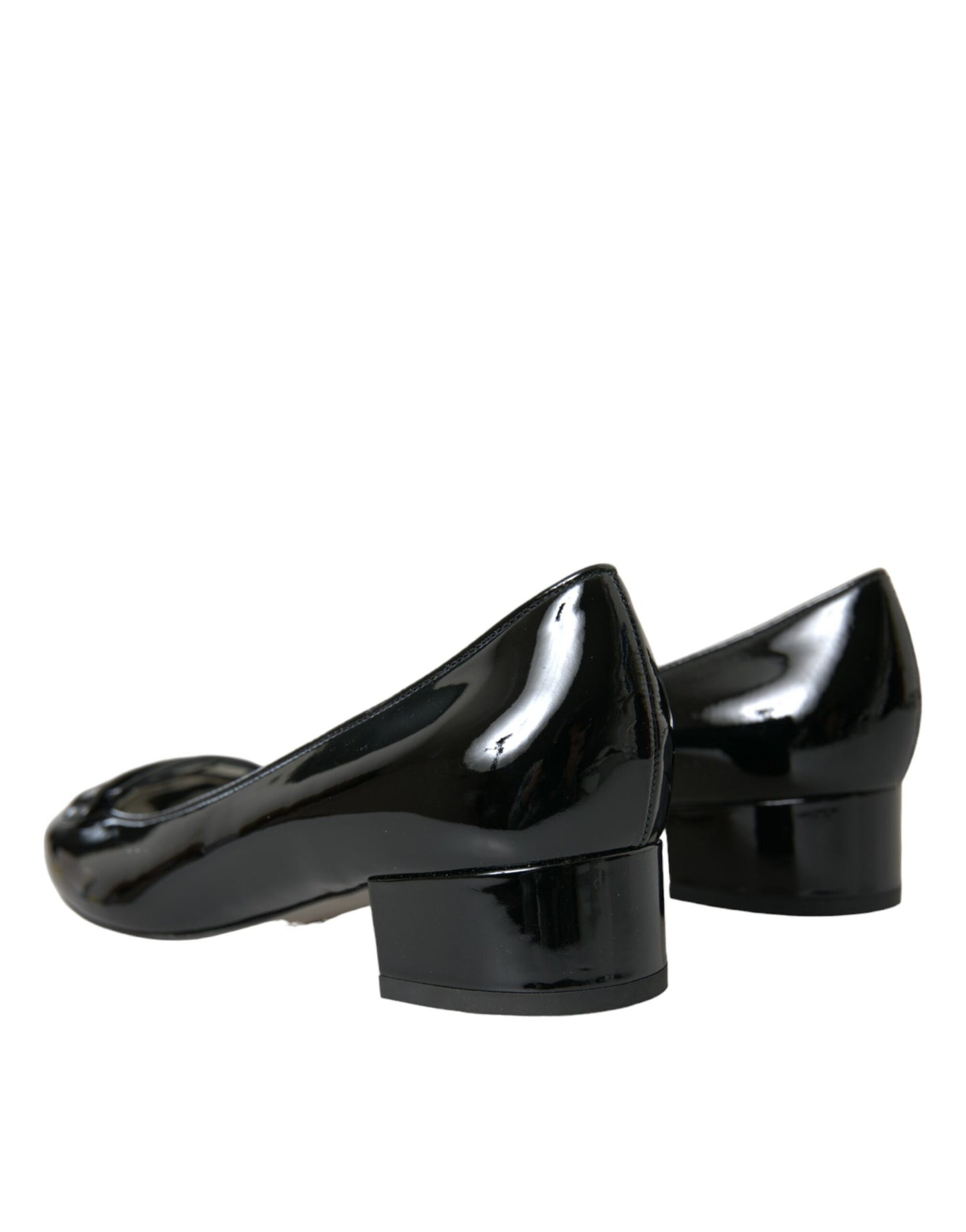  - Black Patent Leather Block Heels Pumps Shoes