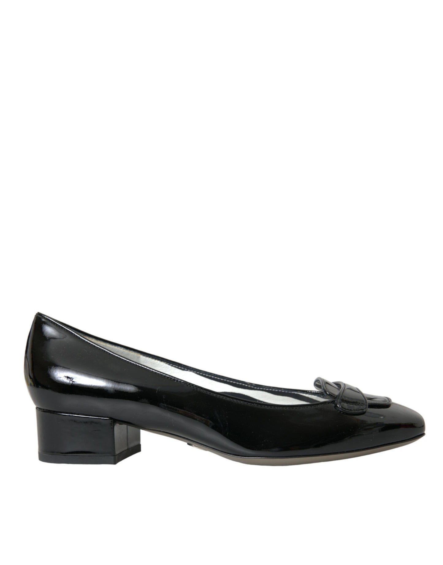  - Black Patent Leather Block Heels Pumps Shoes