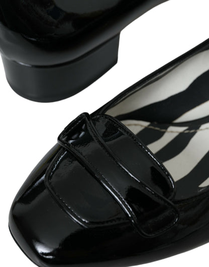  - Black Patent Leather Block Heels Pumps Shoes