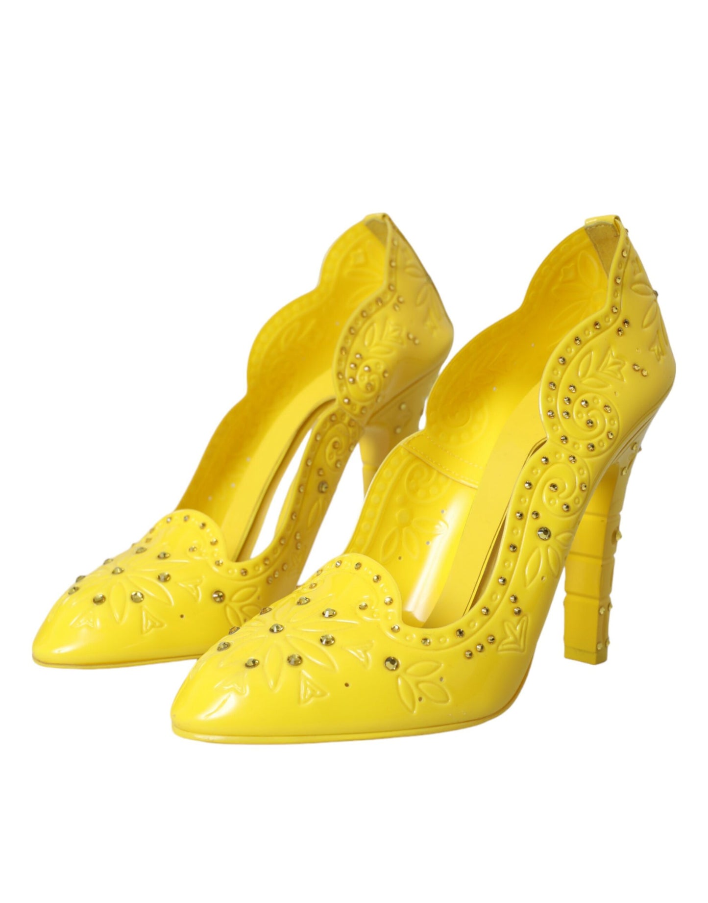 Yellow Crystal CINDERELLA Heels Pumps Shoes - The Luxe Alliance