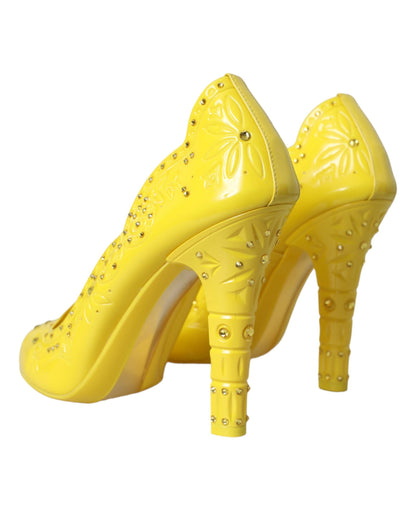 Yellow Crystal CINDERELLA Heels Pumps Shoes - The Luxe Alliance