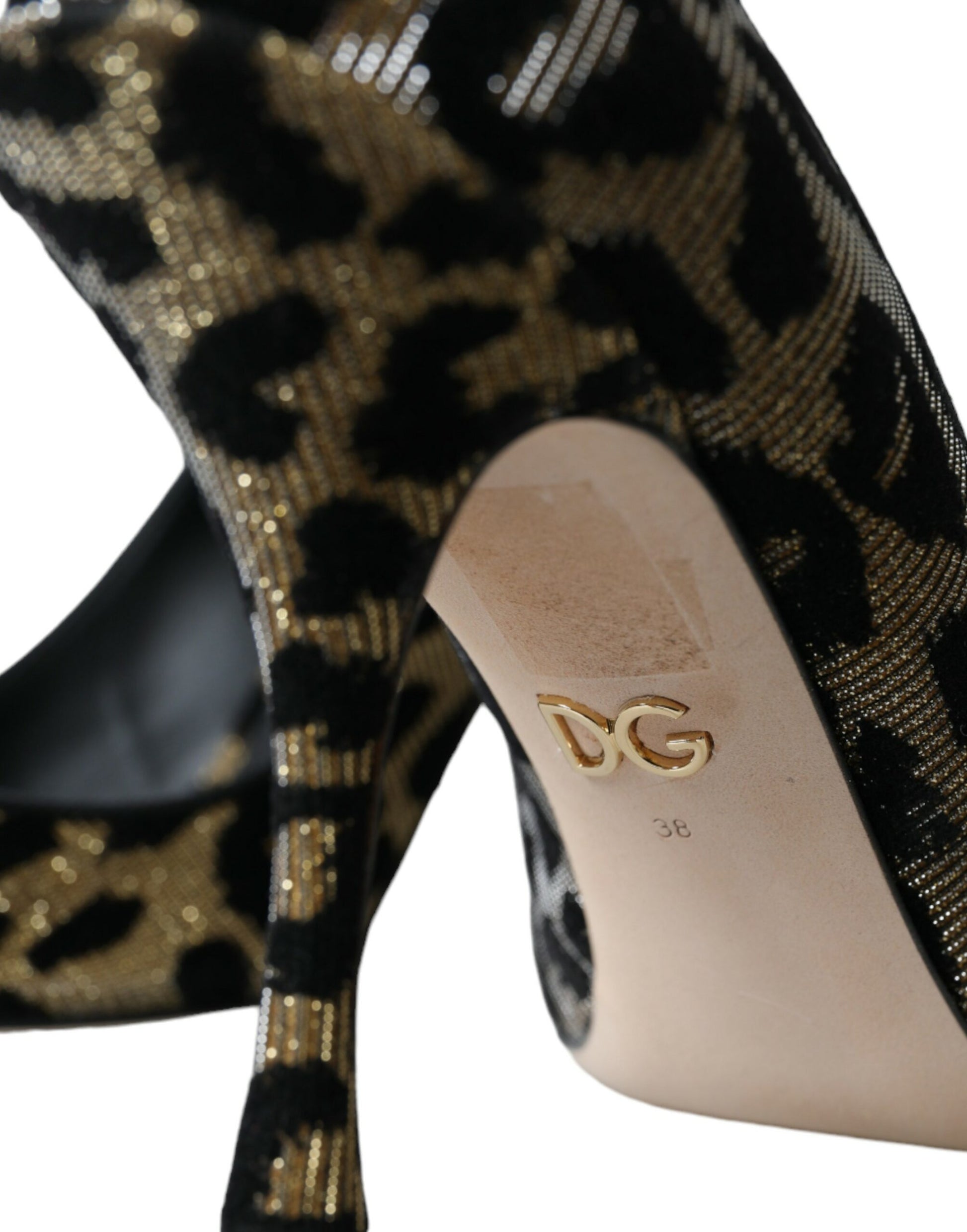 Black Gold Leopard Lurex Heels