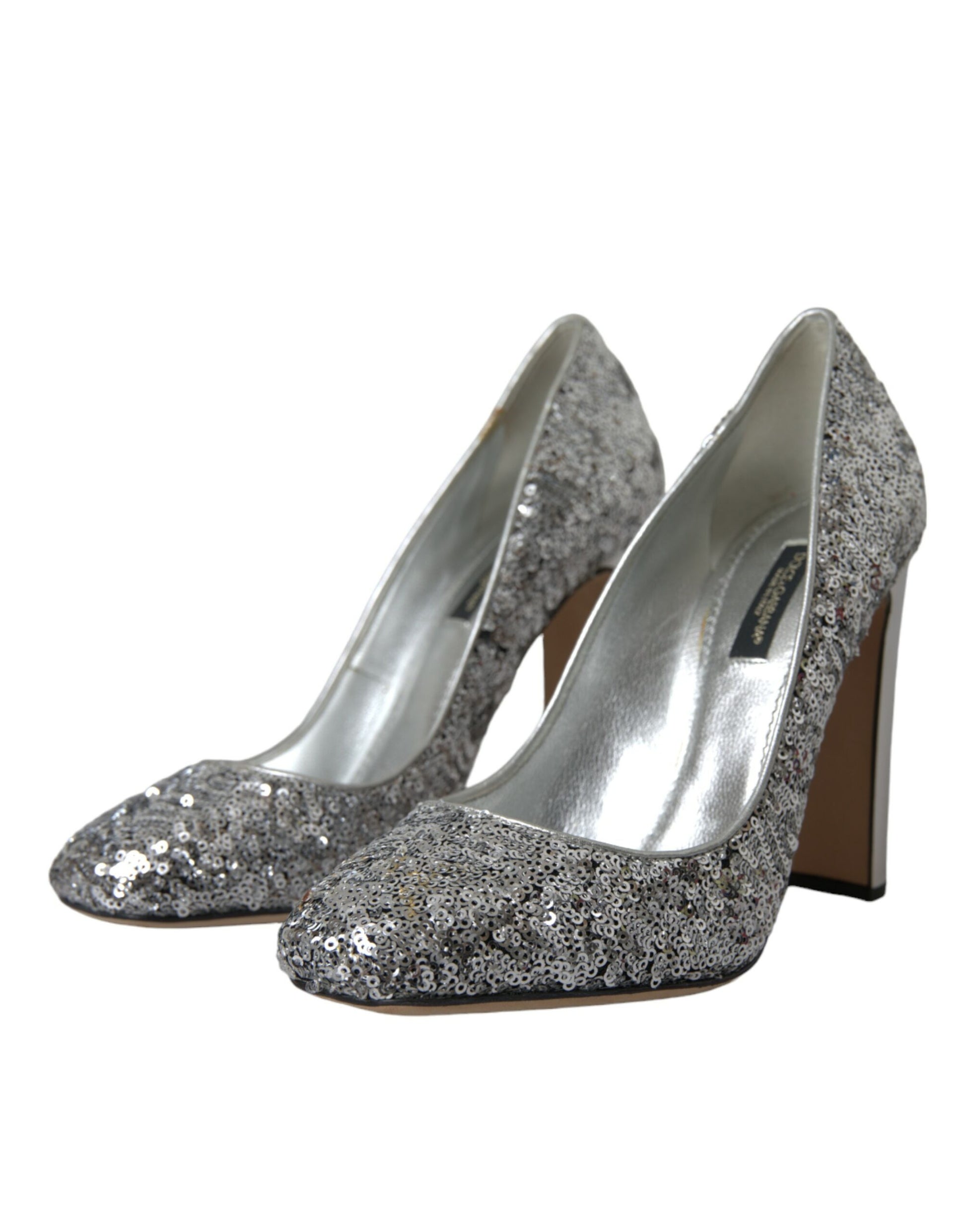 Silver Sequin and Crystal Pumps