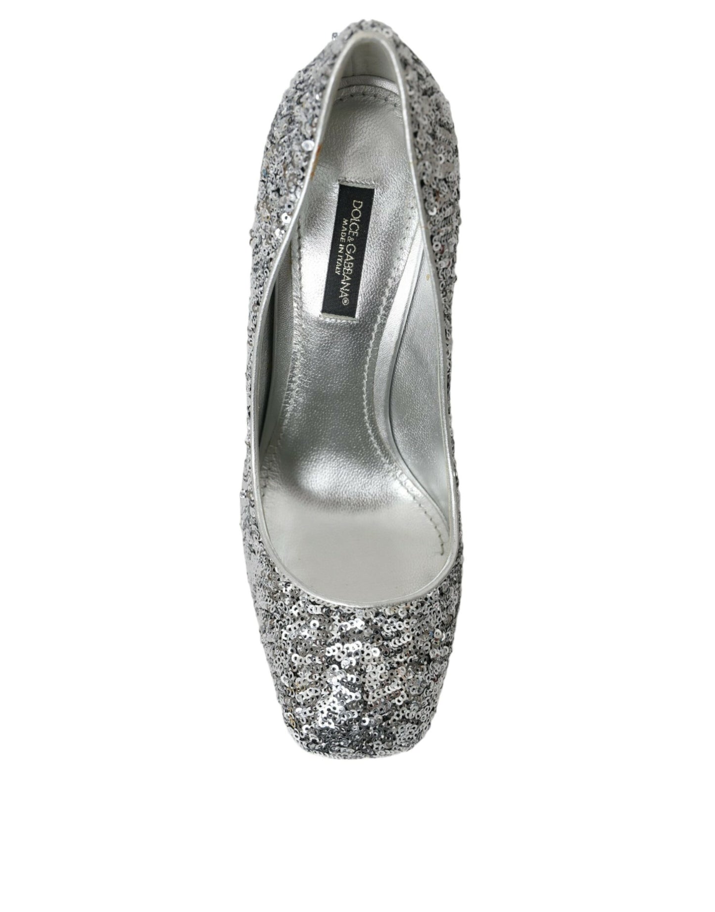 Silver Sequin and Crystal Pumps