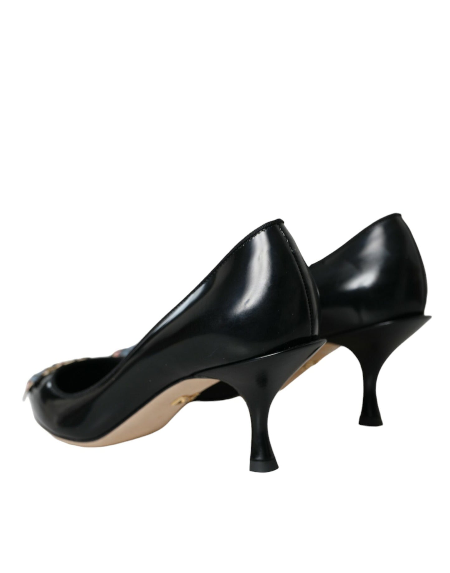 Black Leather BOOM Patch Heels Pumps Shoes - The Luxe Alliance