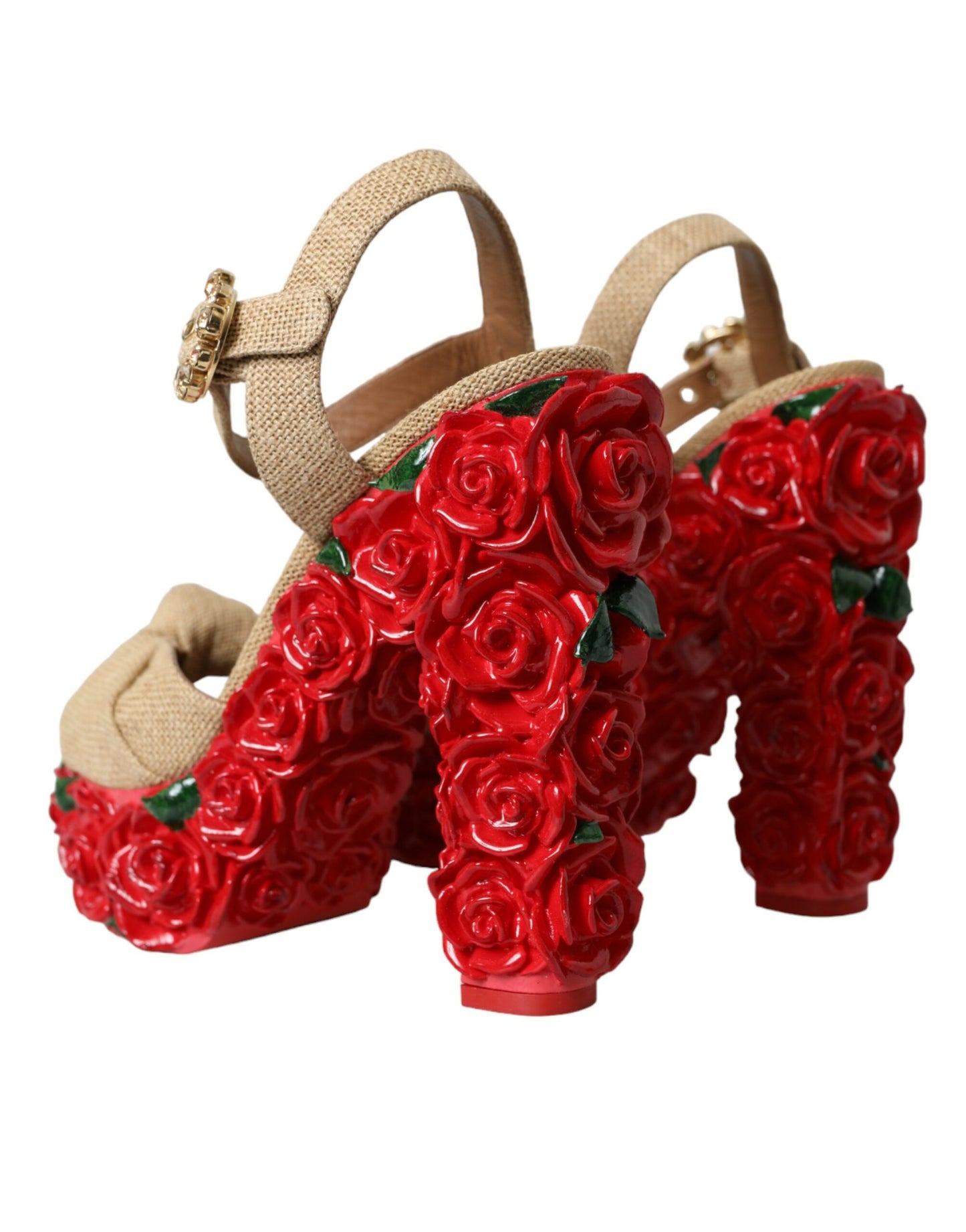 Red Roses Crystal Platform Sandals Shoes