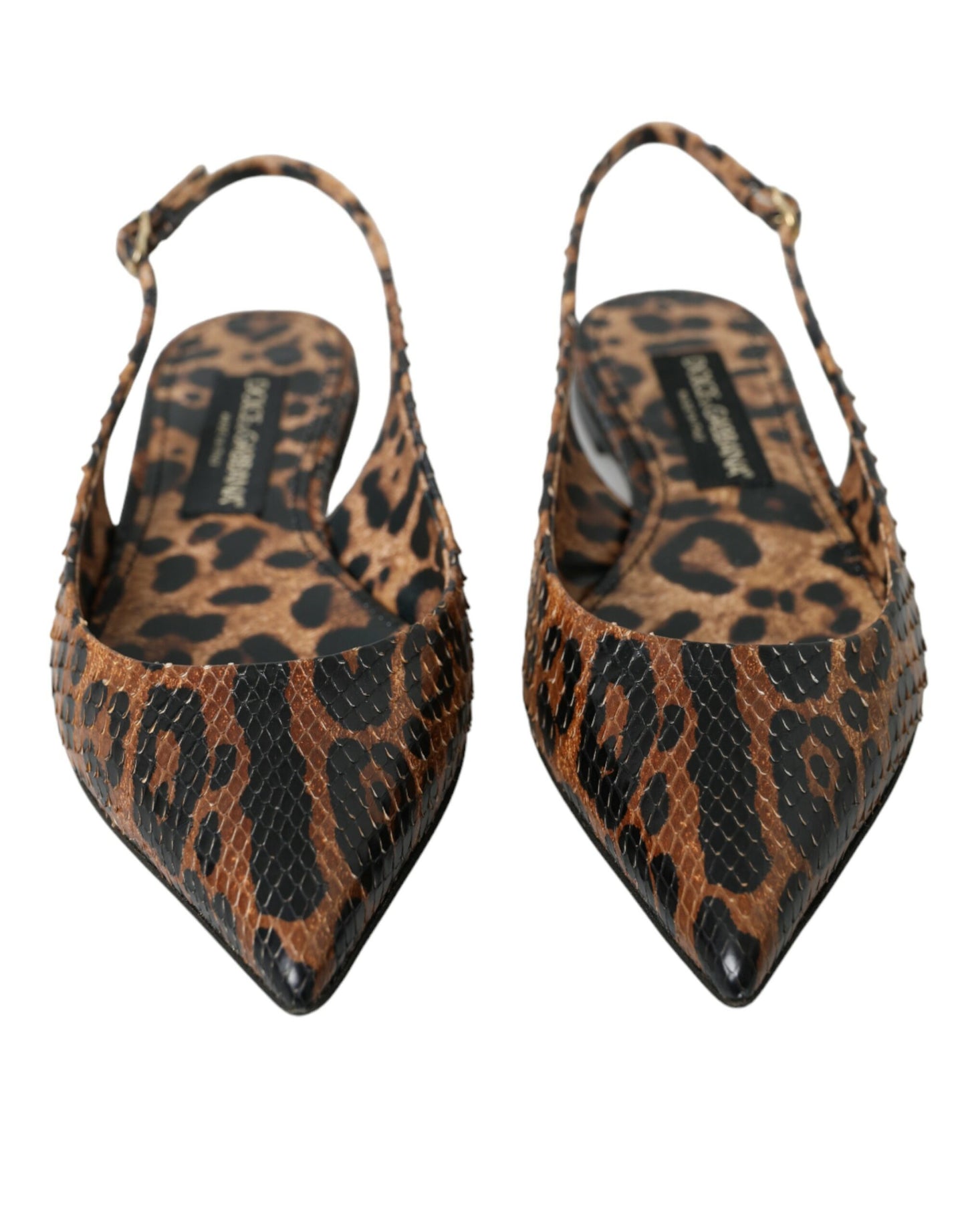  - Brown Leopard Exotic Skin Slingback Shoes