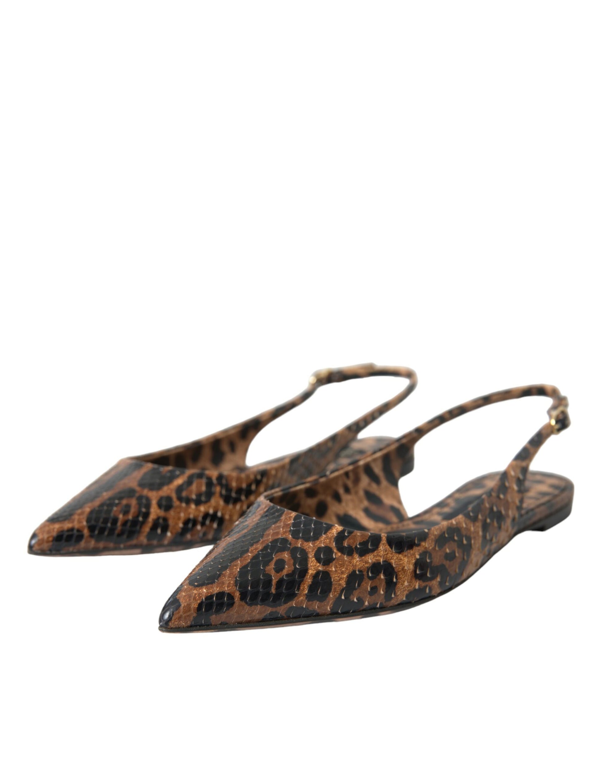 Brown Leopard Exotic Skin Slingback Shoes by Dolce & Gabbana