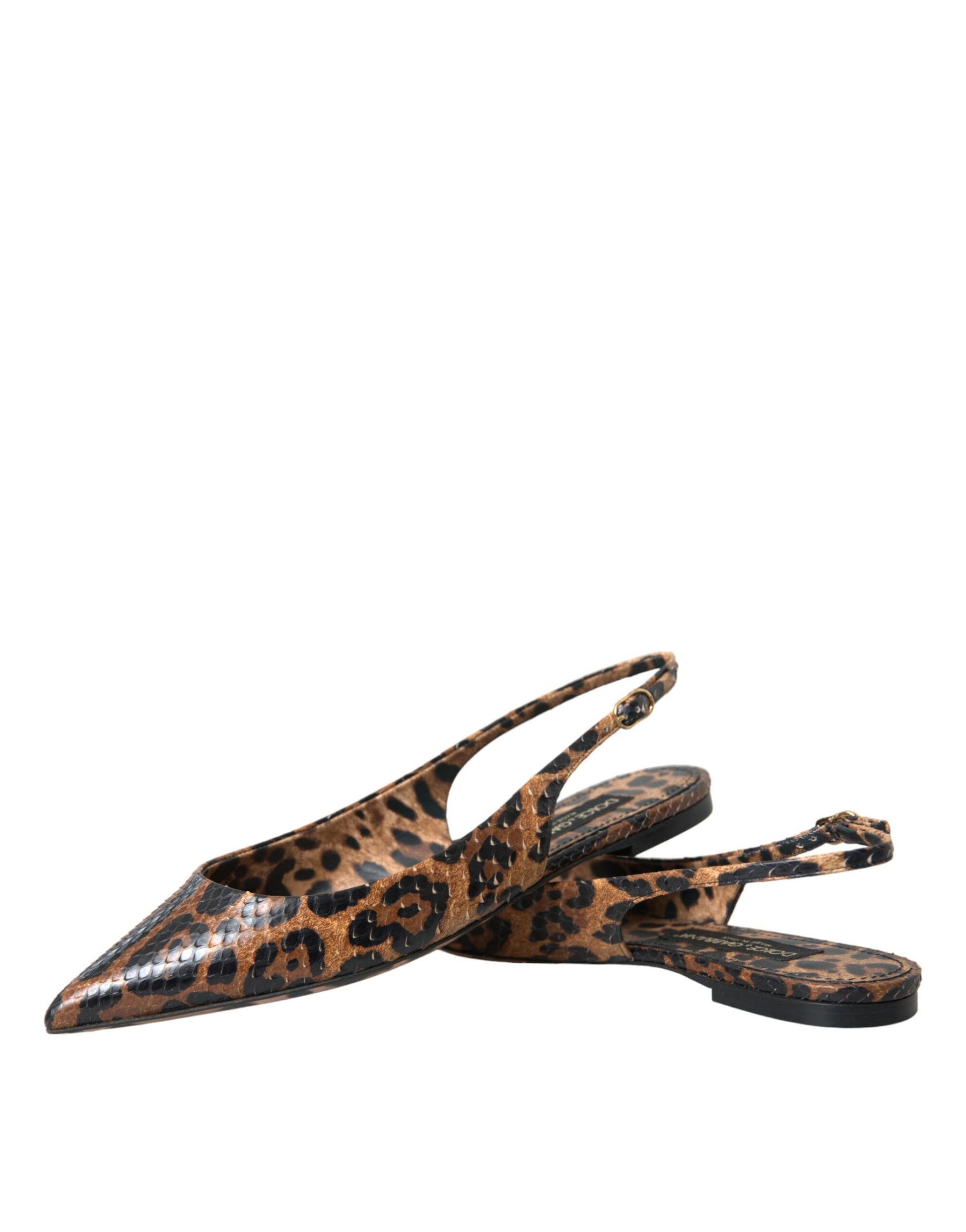 Brown Leopard Exotic Skin Slingback Shoes by Dolce & Gabbana