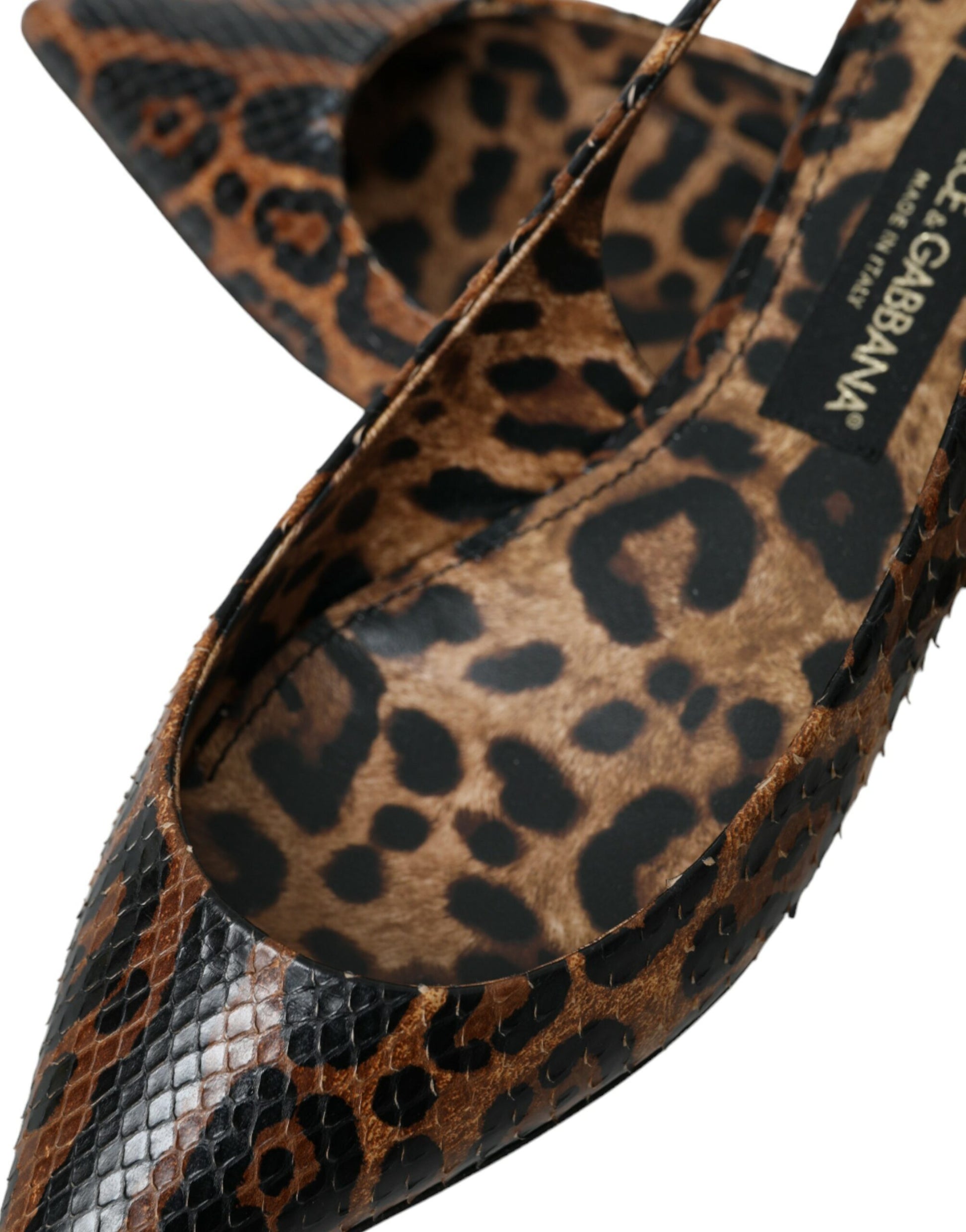 Brown Leopard Exotic Skin Slingback Shoes by Dolce & Gabbana