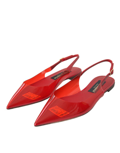 Red PVC Slingback Clear Flats Sandals Shoes - The Luxe Alliance