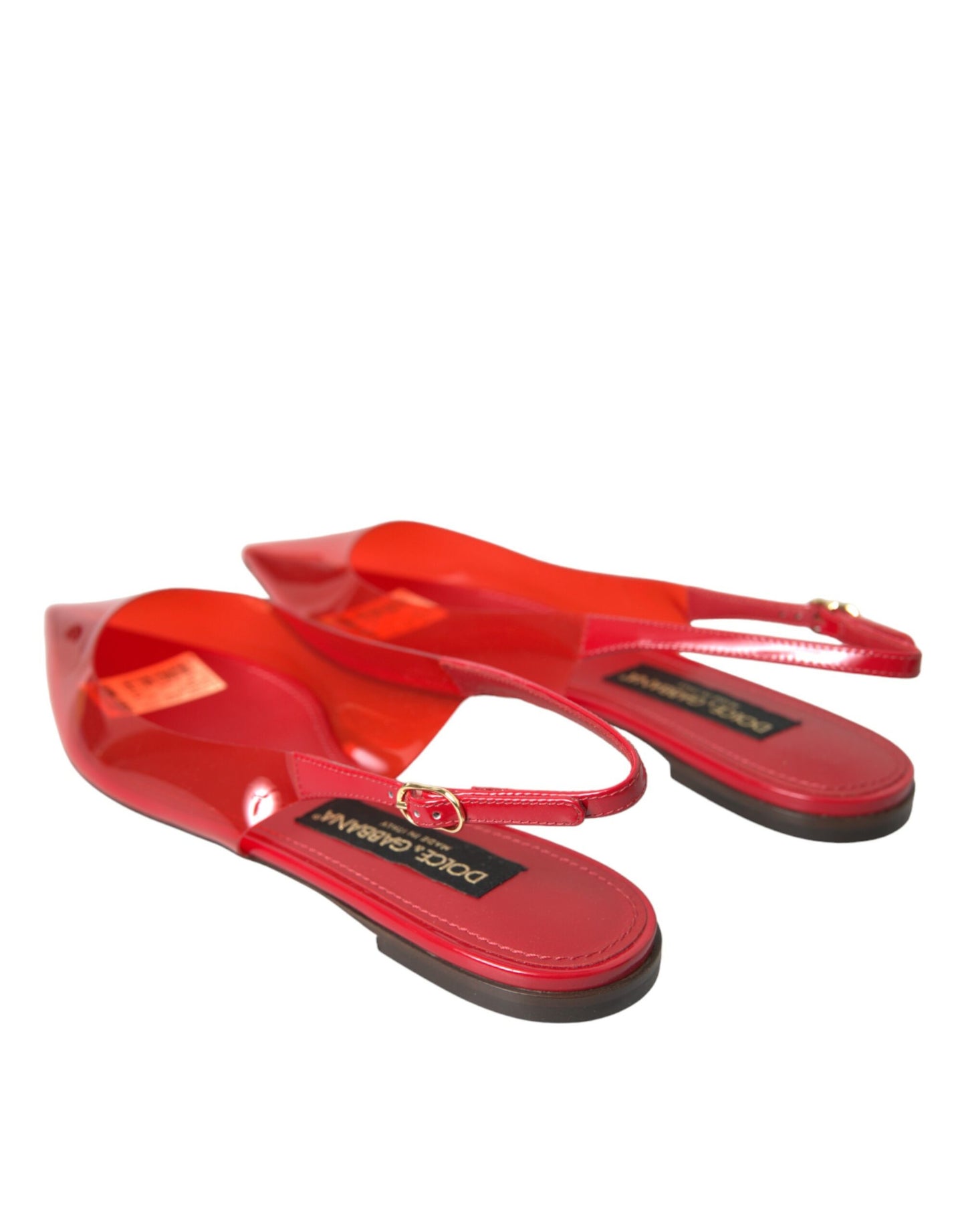 Red PVC Slingback Clear Flats Sandals Shoes - The Luxe Alliance