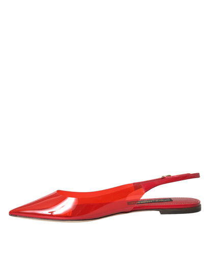 Red PVC Slingback Clear Flats Sandals Shoes - The Luxe Alliance