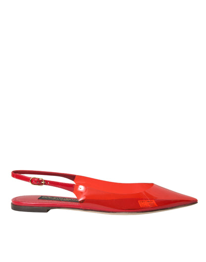 Red PVC Slingback Clear Flats Sandals Shoes - The Luxe Alliance