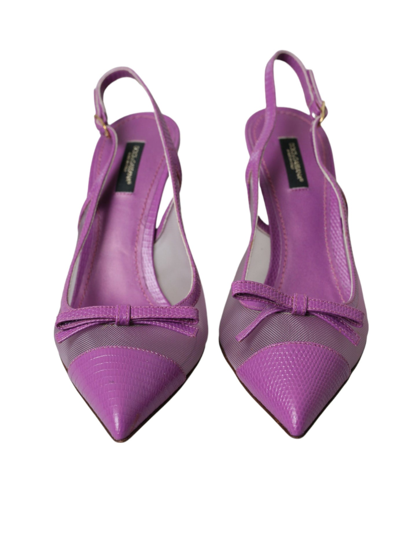 Purple Leather Mesh High Heels Slingback Shoes - The Luxe Alliance