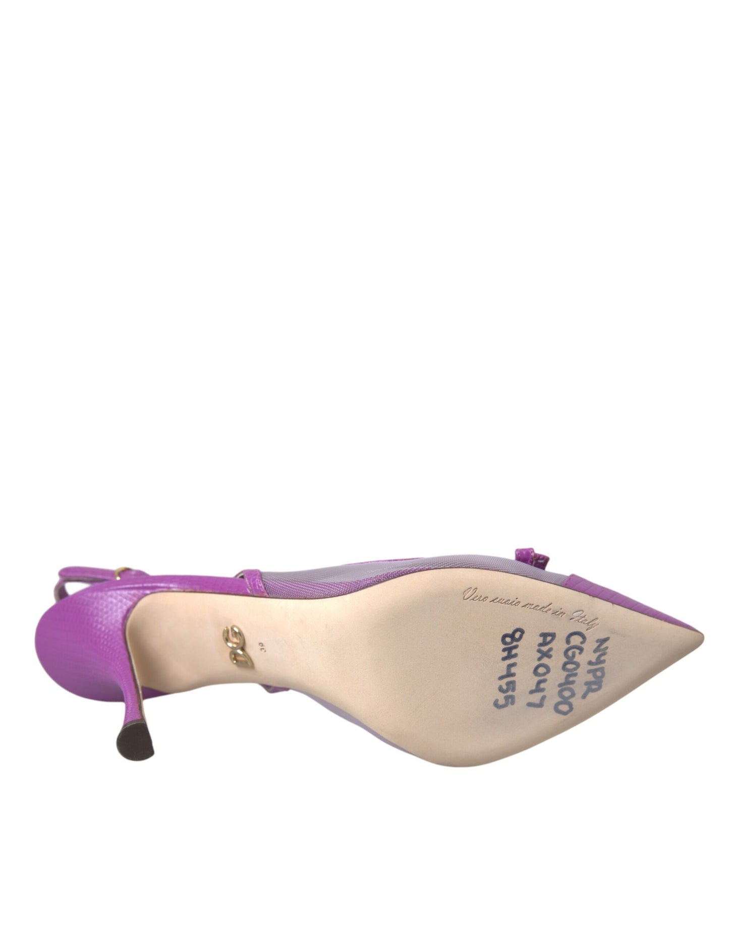 Purple Leather Mesh High Heels Slingback Shoes - The Luxe Alliance