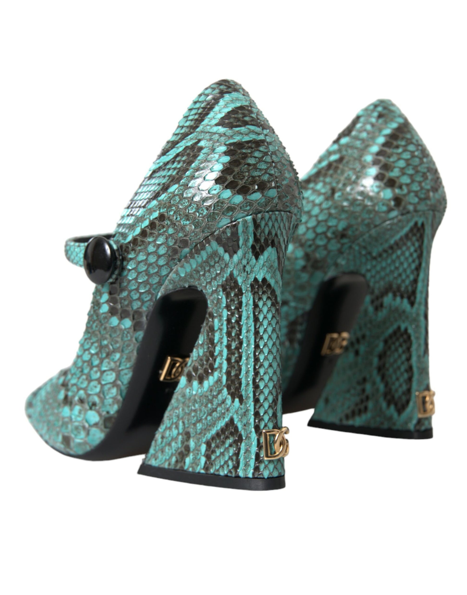 Aqua Python Leather Mary Jane Pumps Shoes