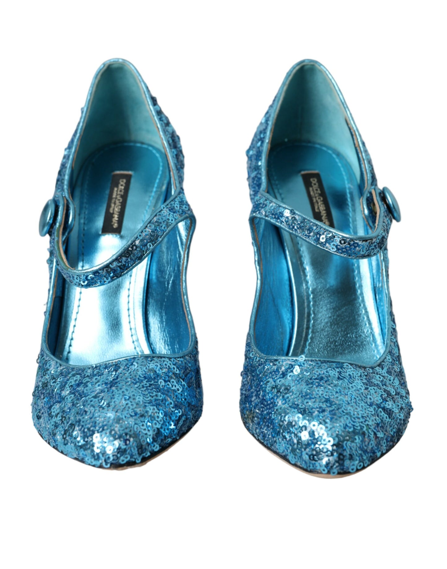 Blue Sequin Mary Jane Pumps High Heels Shoes - The Luxe Alliance