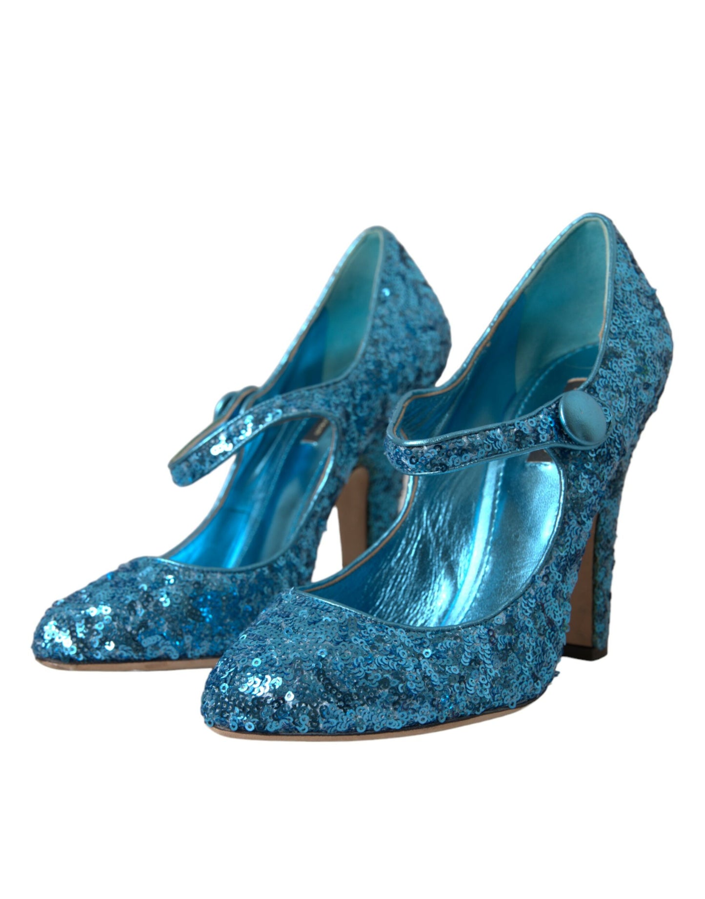 Blue Sequin Mary Jane Pumps High Heels Shoes - The Luxe Alliance