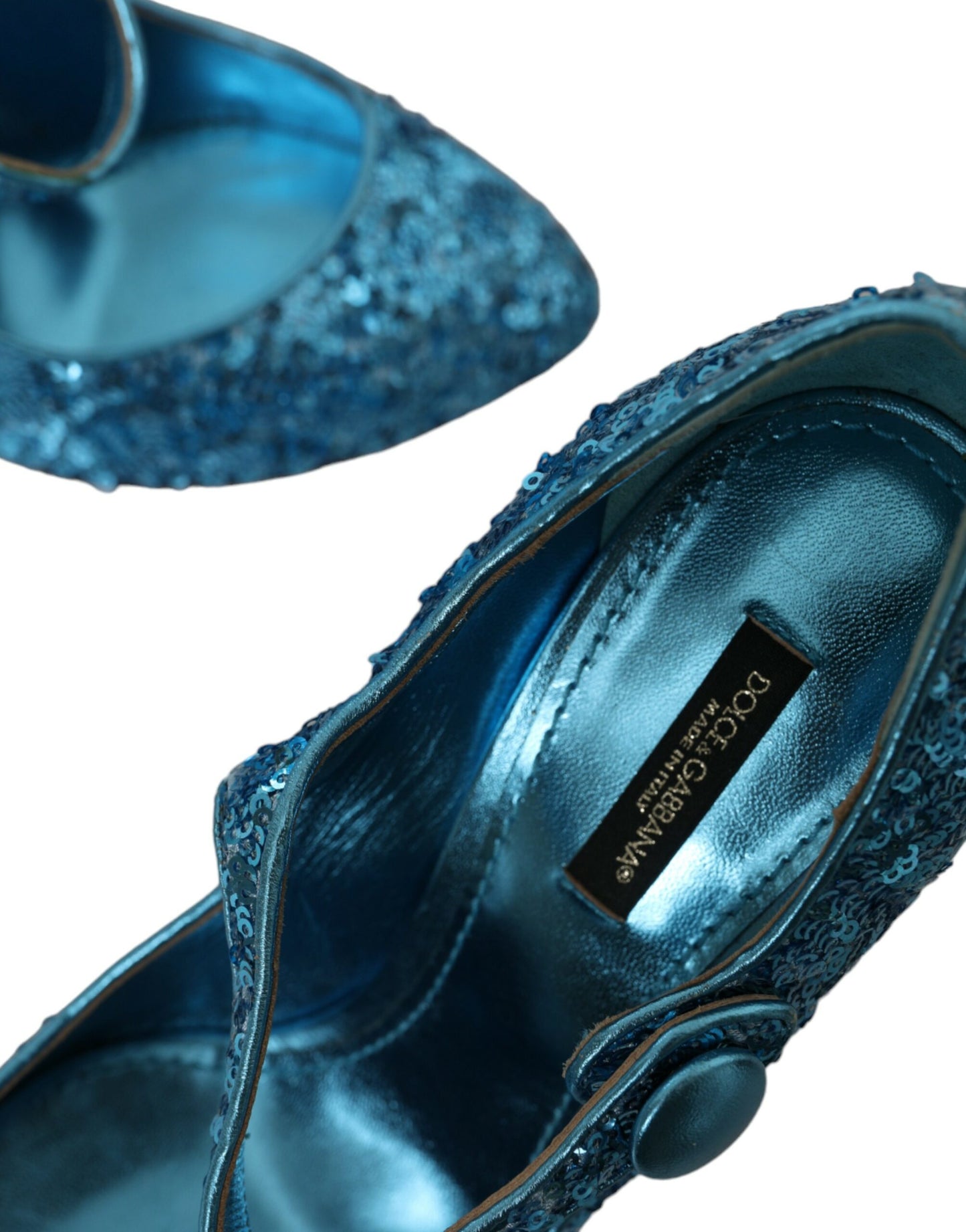 Blue Sequin Mary Jane Pumps High Heels Shoes - The Luxe Alliance